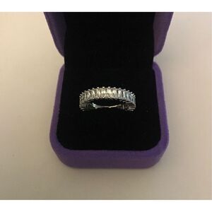 Gorgeous New 5.5 Ct Emerald Cut Sim Diamond Eternity Band Ring Sz 8~925 Sterling